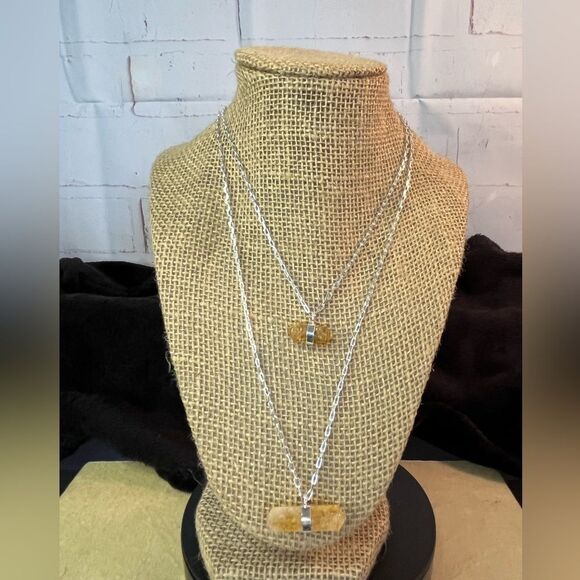 Brazilian Natural Citrine Double Layer Necklace 21-24” In Silvertone 38.50ctw - Picture 8 of 14